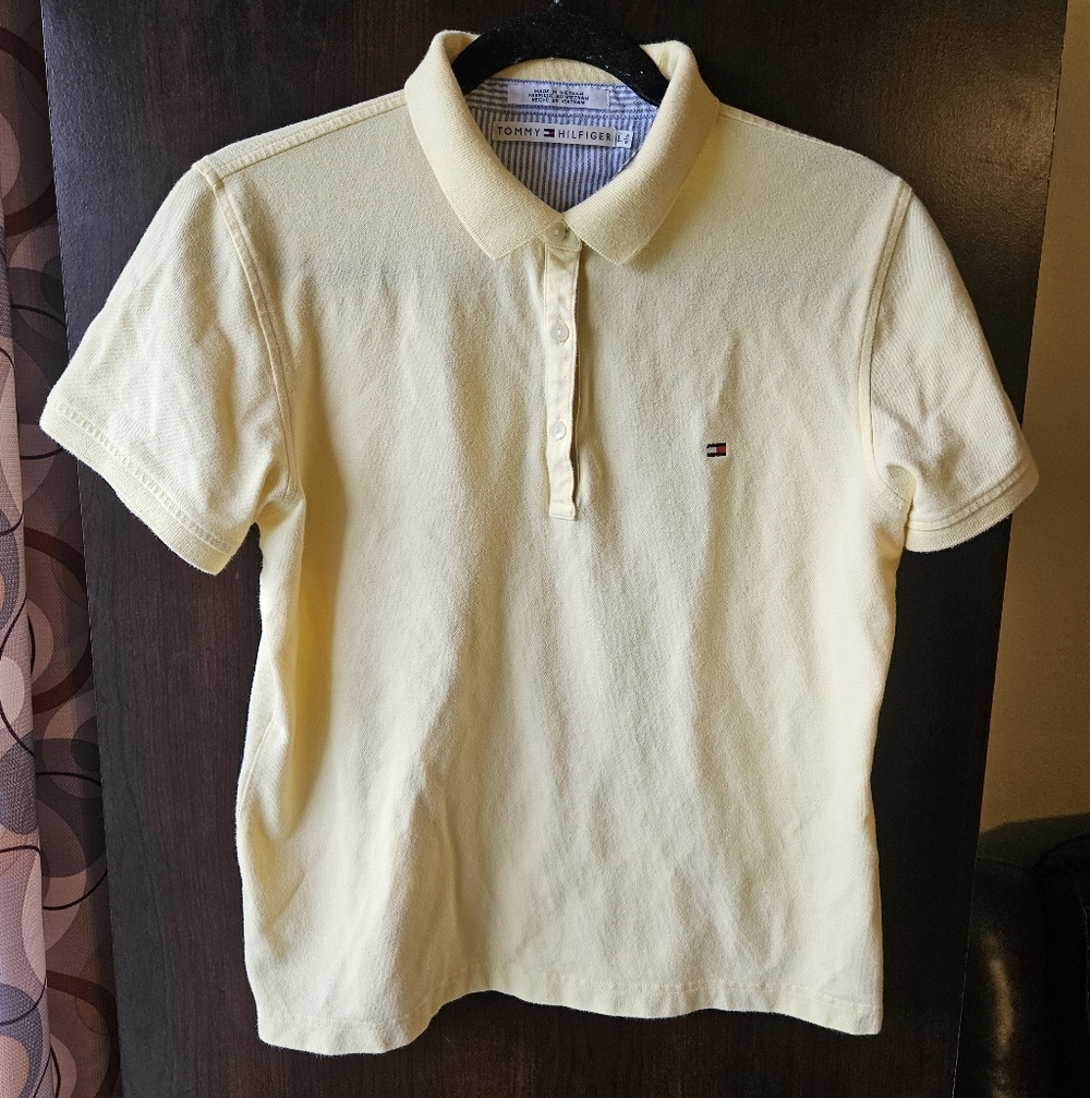 Tommy Hilfiger Butter Yellow Polo Shirt Size Large